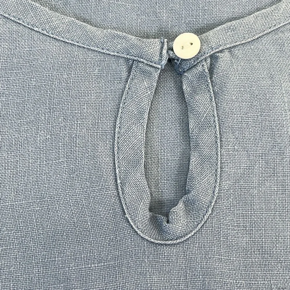 LaNaturelle 100% Linen Chambray ‎ Sleeveless Shift Dress Casual Womens Sz Med - Picture 3 of 11